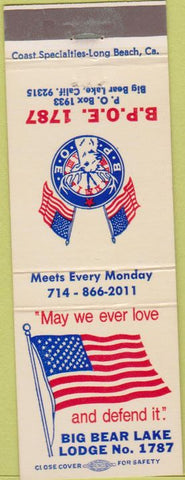 Matchbook Cover - Matchbook Cover Elks Club Big Bear Lake CA