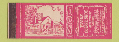 Matchbook Cover - Evans Coffee Shop Arlington VA