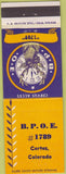 Matchbook Cover - Matchbook Cover Elks Club Cortez CO