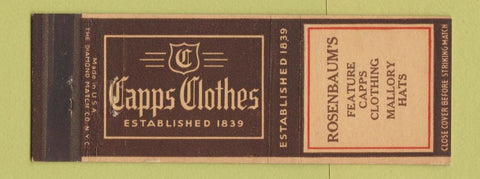 Matchbook Cover - Capps Clothes Men's Rosenbaum's