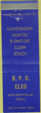 Matchbook Cover - Matchbook Cover Elks Club Holdenville OK