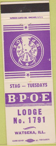 Matchbook Cover - Matchbook Cover Elks Club Watseka IL