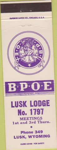 Matchbook Cover - Matchbook Cover Elks Club Lusk WY