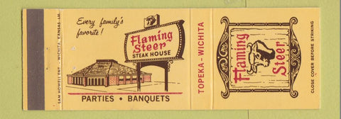 Matchbook Cover - Flaming Steer Steak House Topeka Wichita KS