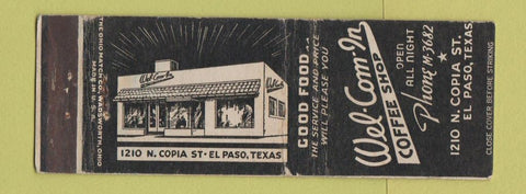 Matchbook Cover - Wel Com In Coffee Shop El Paso TX