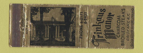 Matchbook Cover - Trinkaus Manor Oriskany NY WEAR