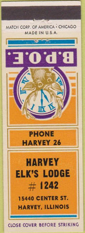 Matchbook Cover - Matchbook Cover Elks Club Harvey IL