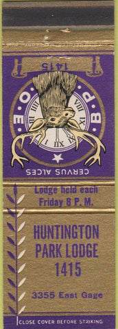 Matchbook Cover - Matchbook Cover Elks Club Huntington Park CA