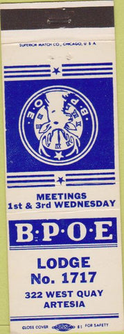 Matchbook Cover - Matchbook Cover Elks Club Artesia NM