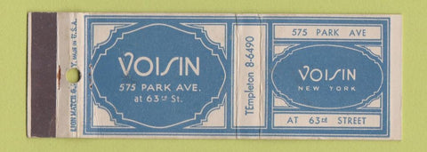 Matchbook Cover - Voisin New York City
