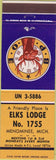 Matchbook Cover - Matchbook Cover Elks Club Menominee MI