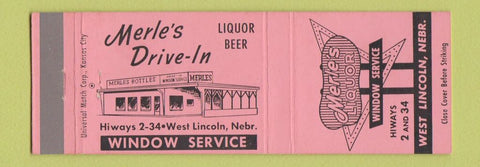 Matchbook Cover - Merle's Drive In Liquor West Lincoln NE