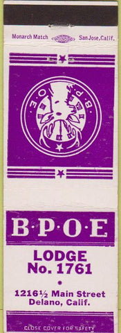 Matchbook Cover - Matchbook Cover Elks Club Delano CA