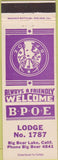 Matchbook Cover - Matchbook Cover Elks Club Big Bear Lake CA