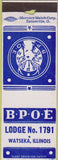Matchbook Cover - Matchbook Cover Elks Club Watseka IL