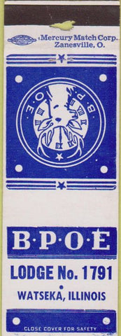 Matchbook Cover - Matchbook Cover Elks Club Watseka IL