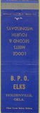 Matchbook Cover - Matchbook Cover Elks Club Holdenville OK