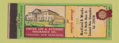Matchbook Cover - Maitland Weeks Insurance Concord NH DD Bean