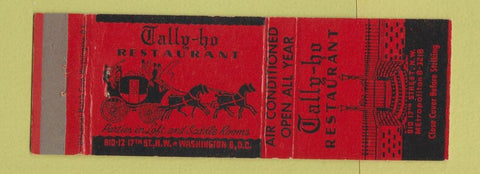 Matchbook Cover - Tally Ho Restaurant Washington DC
