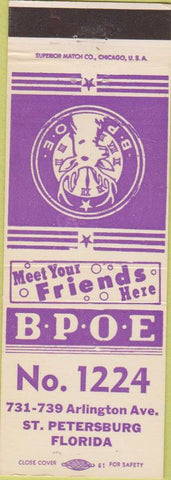 Matchbook Cover - Matchbook Cover Elks Club St Petersburg FL