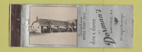 Matchbook Cover - Dorman's Restaurant DeWittville NY low phone # WEAR