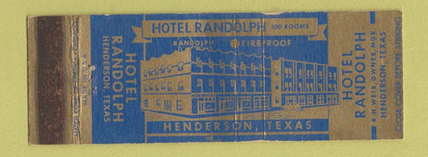 Matchbook Cover - Hotel Randolph Henderson TX WEAR