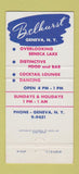Matchbook Cover - Belhurst Restaurant Geneva NY 30 Strike