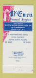 Matchbook Cover - McEwen Funeral Home Charlotte NC 30 Strike