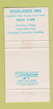 Matchbook Cover - Highlands Inn Carmel by the Sea CA 30 Strike