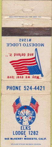 Matchbook Cover - Matchbook Cover Elks Club Modesto CA WORN