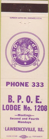 Matchbook Cover - Matchbook Cover Elks Club Lawrenceville IL