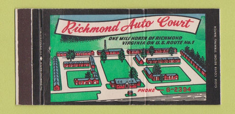 Matchbook Cover - Richmond Auto Court Motel Richmond VA 30 Strike