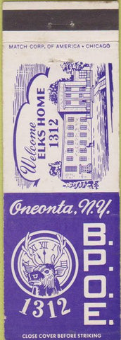 Matchbook Cover - Matchbook Cover Elks Club Oneonta NY