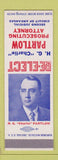 Matchbook Cover - HG Charlie Partlow Prosecuting Attorney Arkansas AR SAMPLE