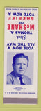 Matchbook Cover - Thomas A McShane for Sheriff election Albany County WY? SAMPLE