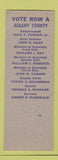 Matchbook Cover - Thomas A McShane for Sheriff election Albany County WY? SAMPLE