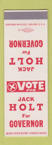 Matchbook Cover - Jack Holt for Governor AR Arkansas SAMPLE