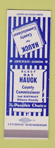 Matchbook Cover - Ray Hauck County Commissioner Ottawa County KS SAMPLE
