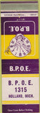 Matchbook Cover - Matchbook Cover Elks Club Holland MI