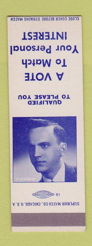 Matchbook Cover - Richard Schmitz Member Assembly Election Manitowoc WI SAMPLE
