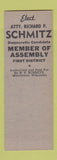Matchbook Cover - Richard Schmitz Member Assembly Election Manitowoc WI SAMPLE
