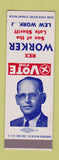 Matchbook Cover - Rex Worker Election Lew Worker Sheriff SAMPLE