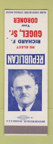 Matchbook Cover - Richard Gugel Sr Coroner Saginaw MI SAMPLE