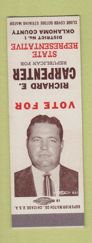 Matchbook Cover - Richard Carpenter State Rep Oklahoma County OK SAMPLE