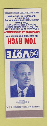 Matchbook Cover - Tom Rygh Assembly Election Taylor WI SAMPLE