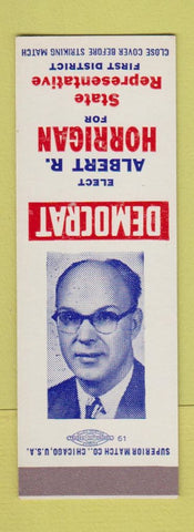 Matchbook Cover - Albert R Horrigan State Rep MI Michigan SAMPLE