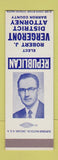 Matchbook Cover - Robert J Vergeront District Attorney Barron County WI SAMPLE