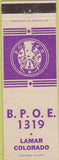 Matchbook Cover - Matchbook Cover Elks Club Lamar CO CREASE