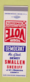 Matchbook Cover - Dewer Smallen Sheriff St Francois County MO SAMPLE