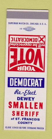 Matchbook Cover - Dewer Smallen Sheriff St Francois County MO SAMPLE